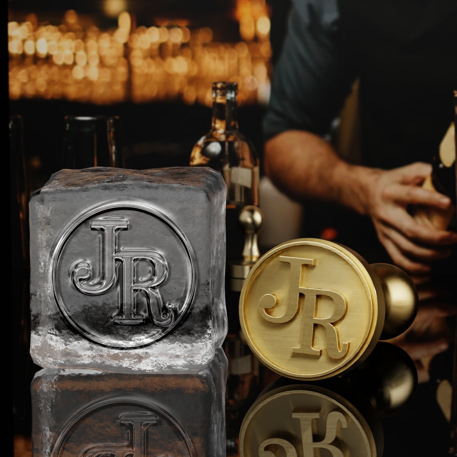 Curve Mark Single Monogram Brass Ice Stamp for Bartender & Planner1