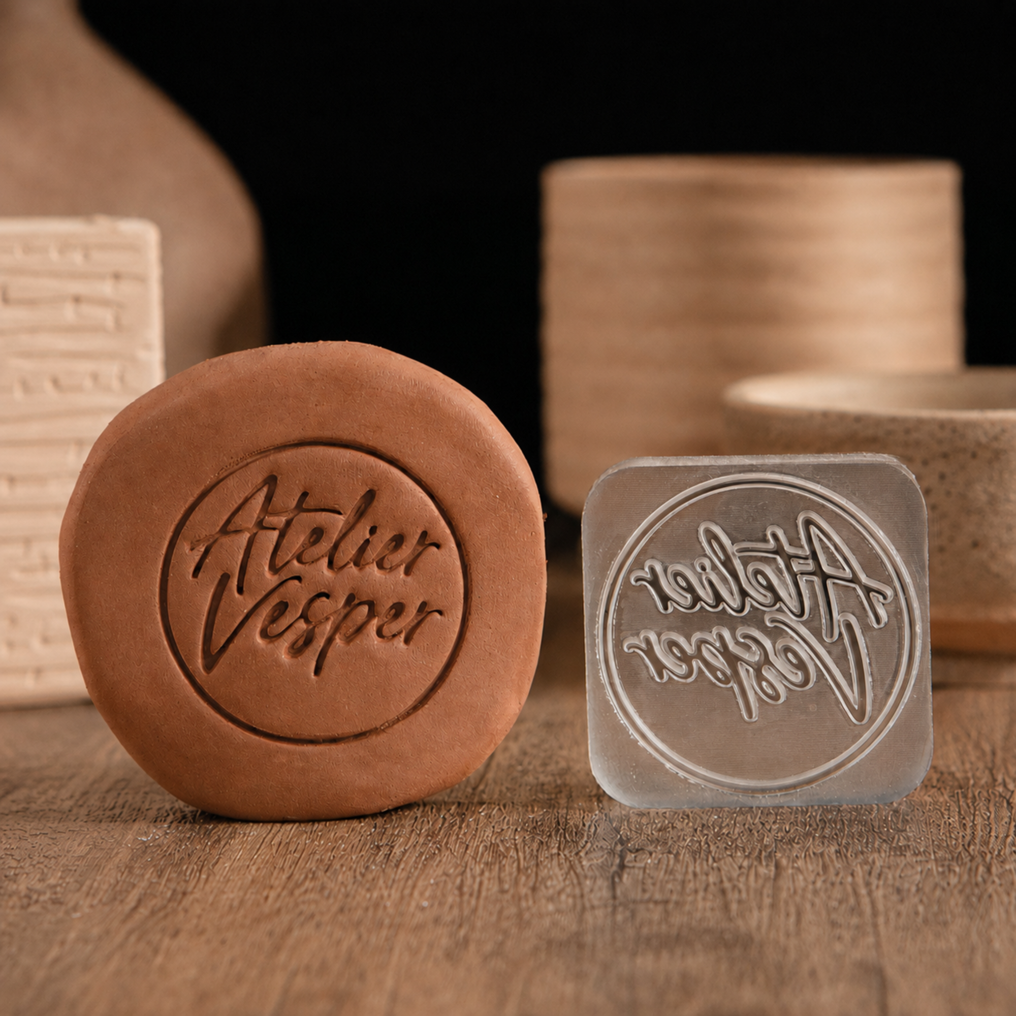 Custom Acrylic Stamp for Soap & Pottery with Your Logo : Artwork55