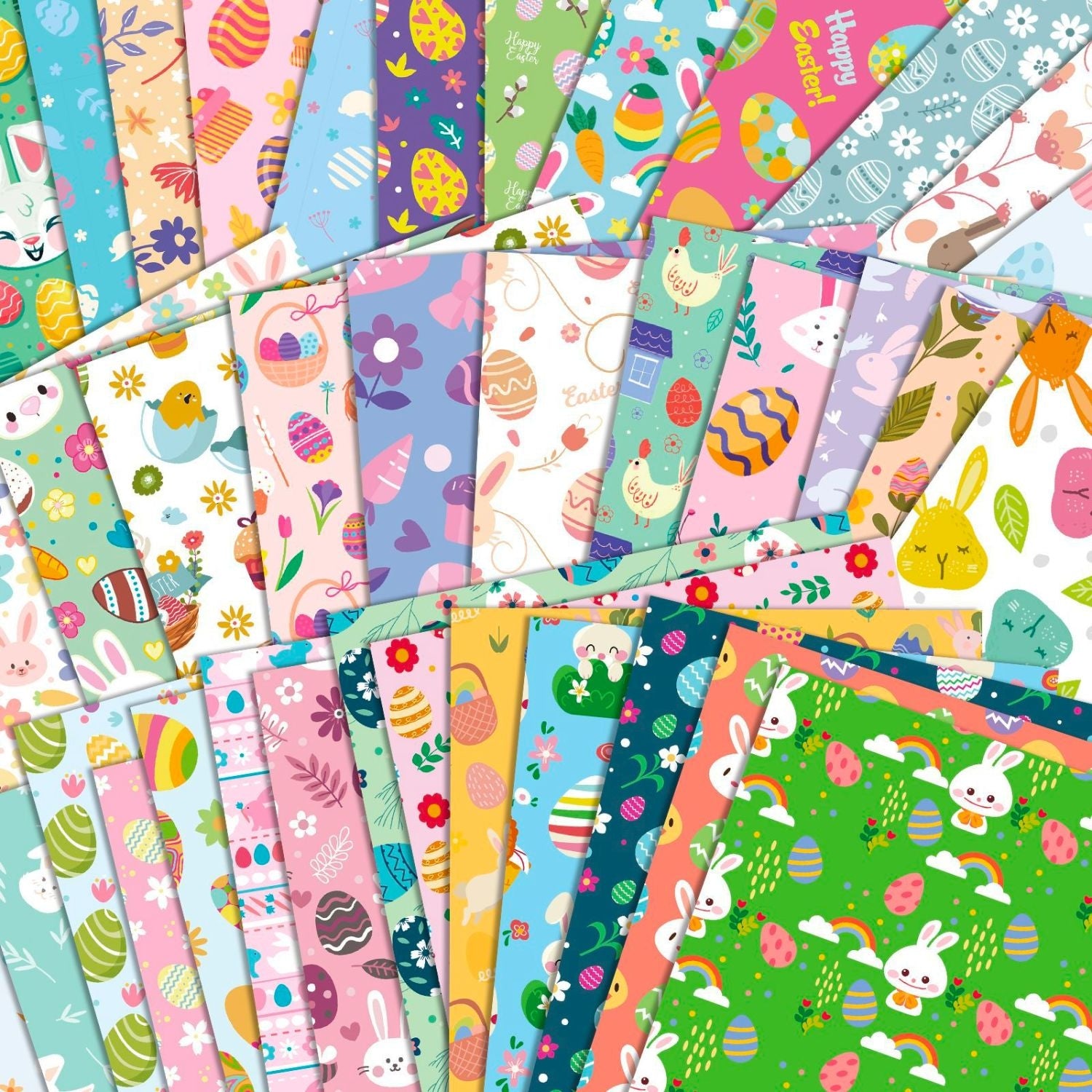 Partter Paper Easter Garden Digital Pattern Papers Set | 12 Pastel Spring Designs ...