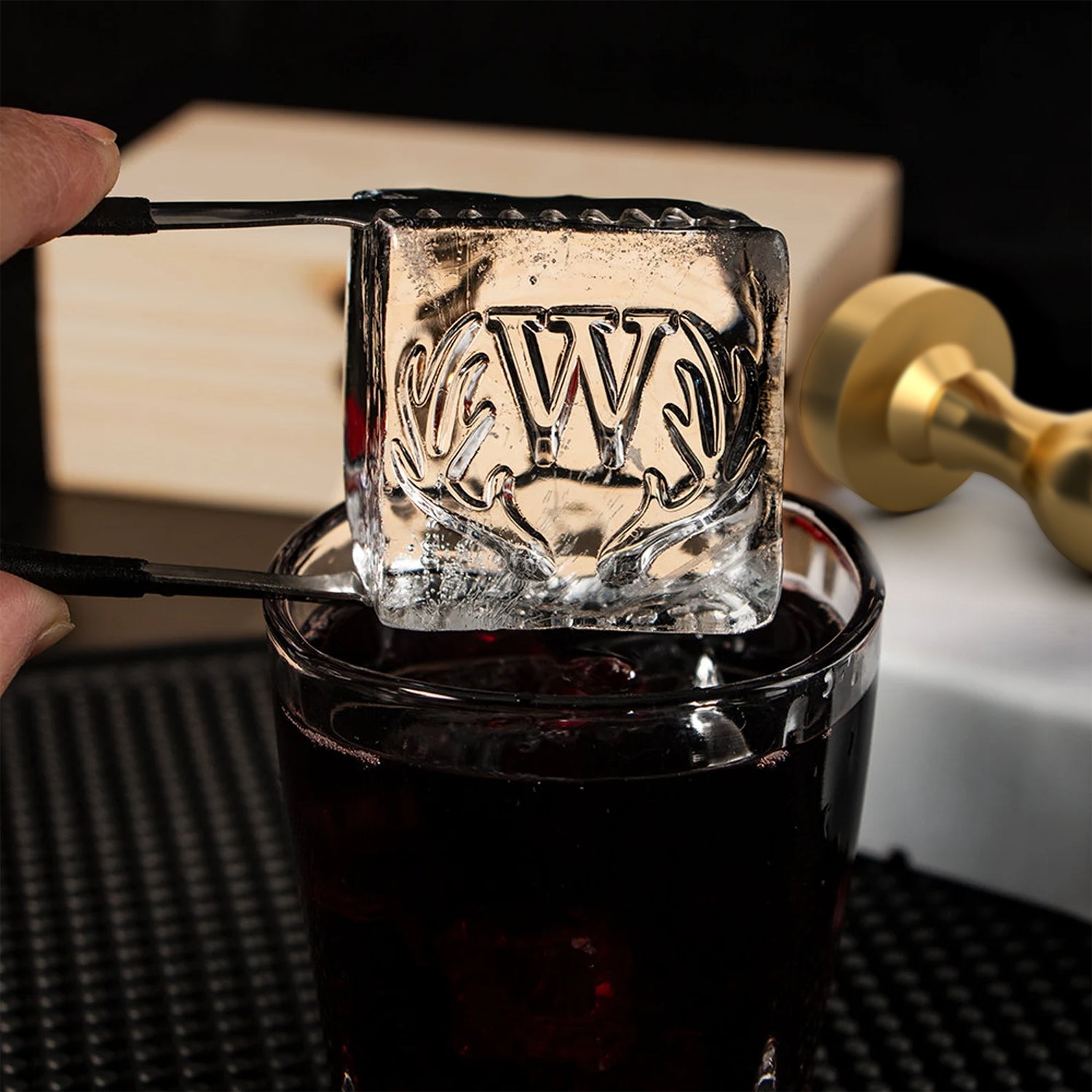 Antler Emblem Single Monogram Brass Ice Stamp for Bartender & Planner1