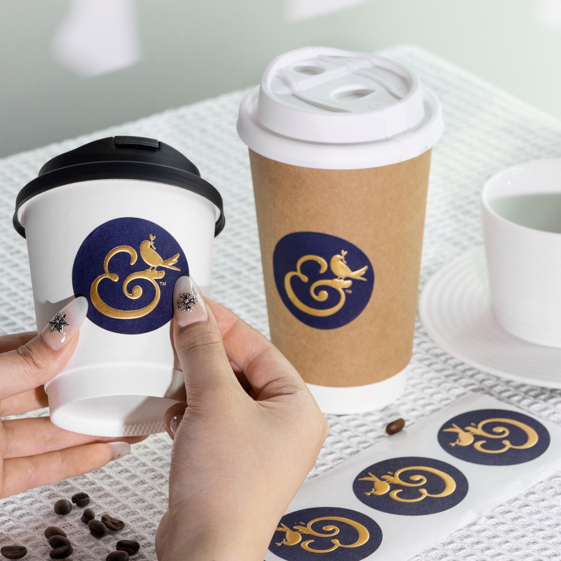Custom branded coffee cup stickers