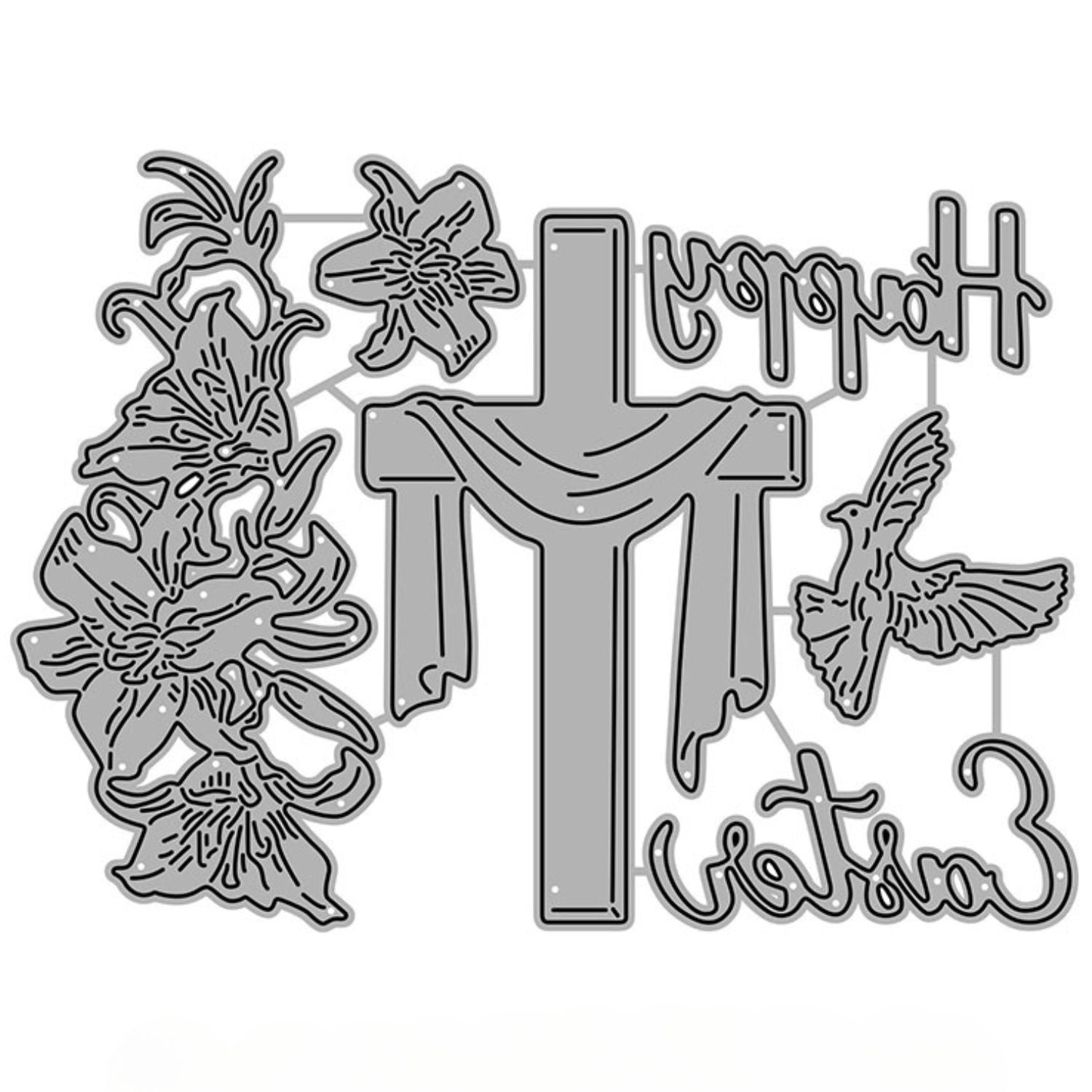 Sacred Lily Cross Carbon Steel Crafting Dies Scrapbooking Die-Cuts1