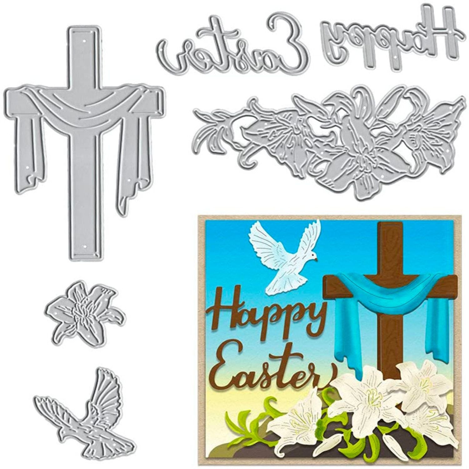 Sacred Lily Cross Carbon Steel Crafting Dies Scrapbooking Die-Cuts4