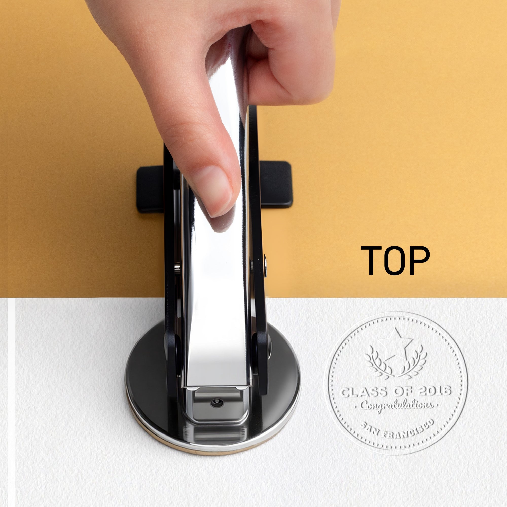 Stamprints Custom embosser orientation TOP