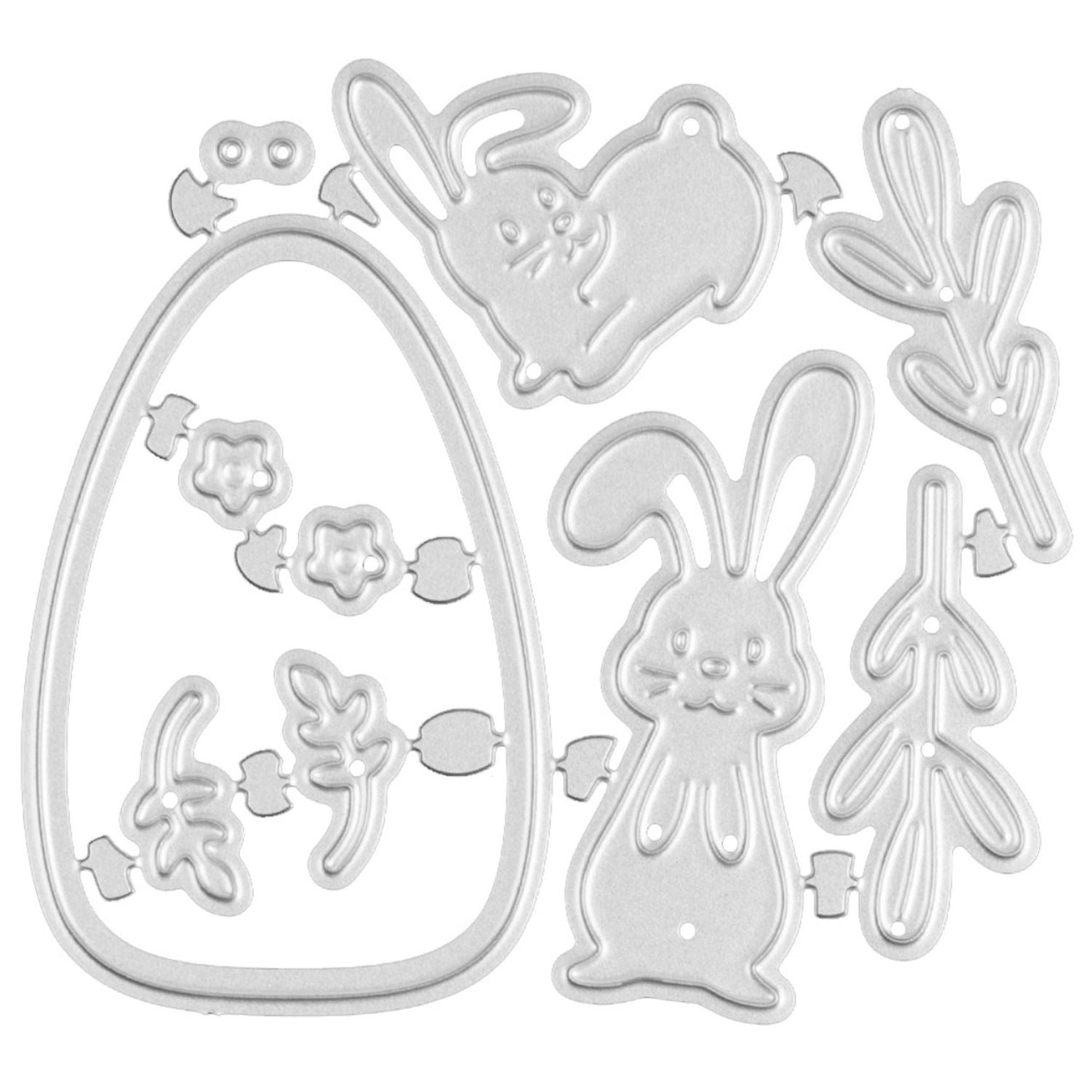 Whimsical Garden Bunny Carbon Steel Crafting Dies Scrapbooking Die-Cuts1