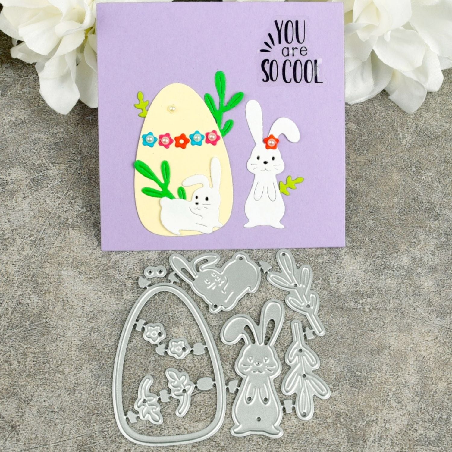 Whimsical Garden Bunny Carbon Steel Crafting Dies Scrapbooking Die-Cuts2