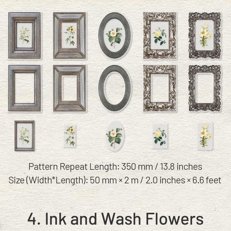 Acacia Blossom Series Vintage Frame Stickers PET Tape sku-4