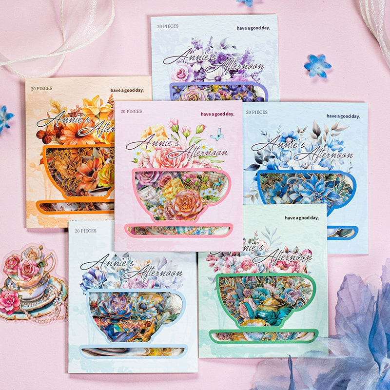 Afternoon Tea and Flower Holographic Hot Stamping PET Stickers a