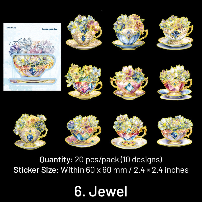 Afternoon Tea and Flower Holographic Hot Stamping PET Stickers sku-6