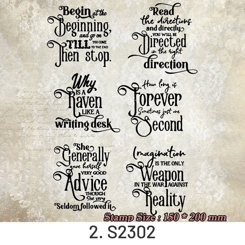Alice in Wonderland Clear Silicone Stamps - Characters, Text - Stamprints