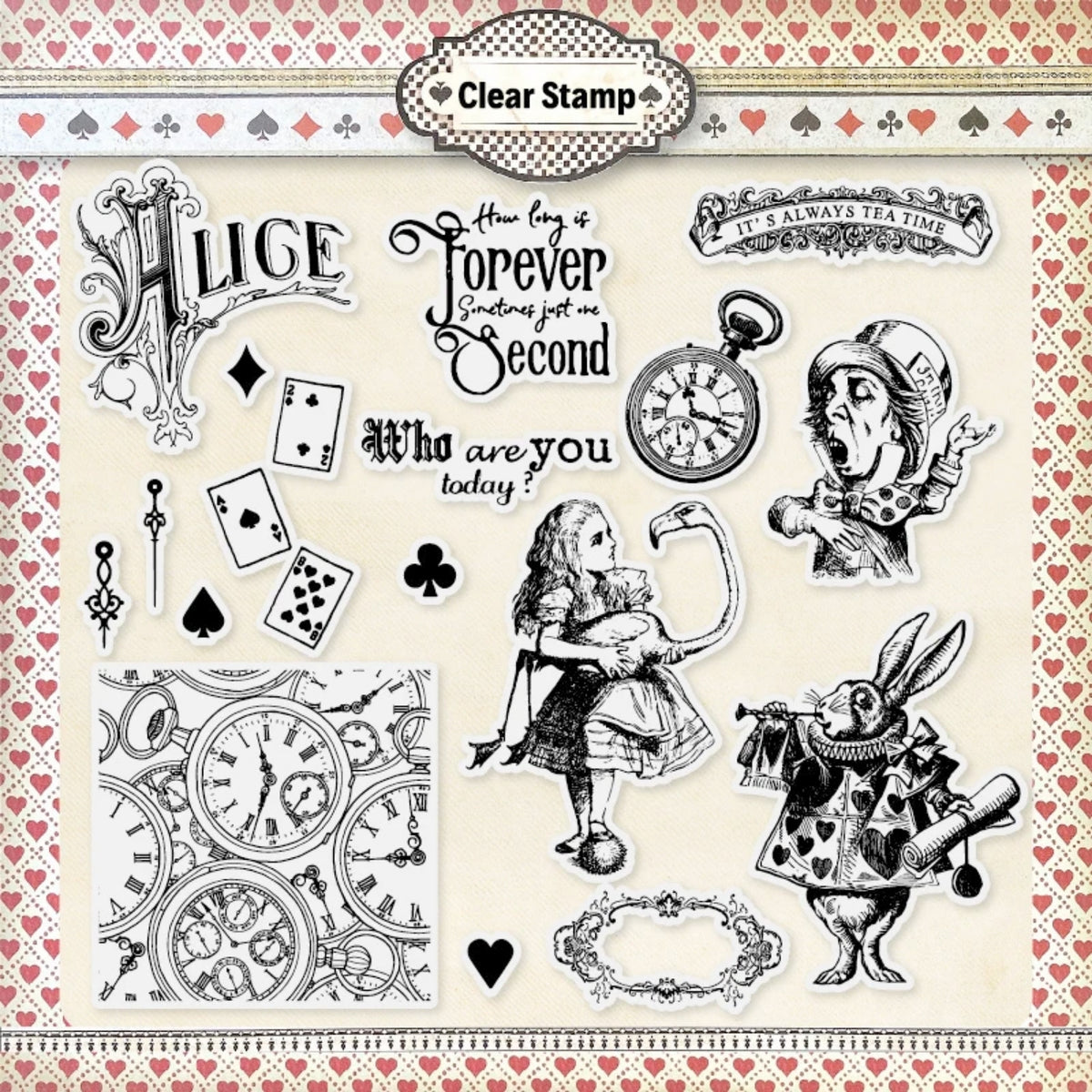 Alice in Wonderland Fantasy Phrases Clear Silicone Stamps(27)1