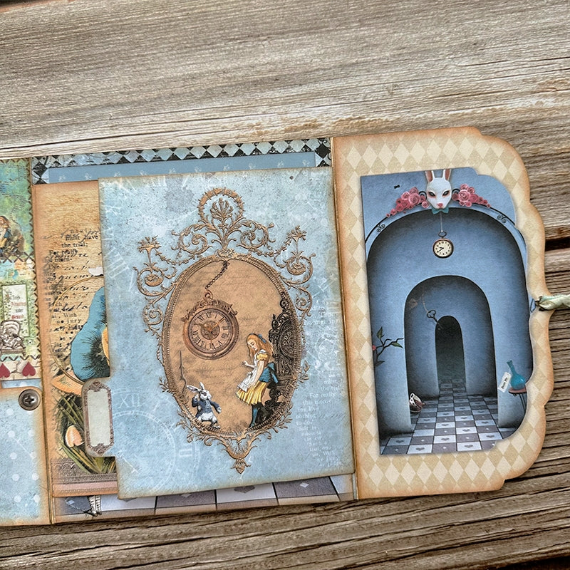 Alice in Wonderland Handmade Junk Journal Storage Book b3