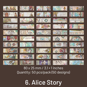 Alice in Wonderland Long Strip Sticker- Map Punk Ocean Flower sku-6