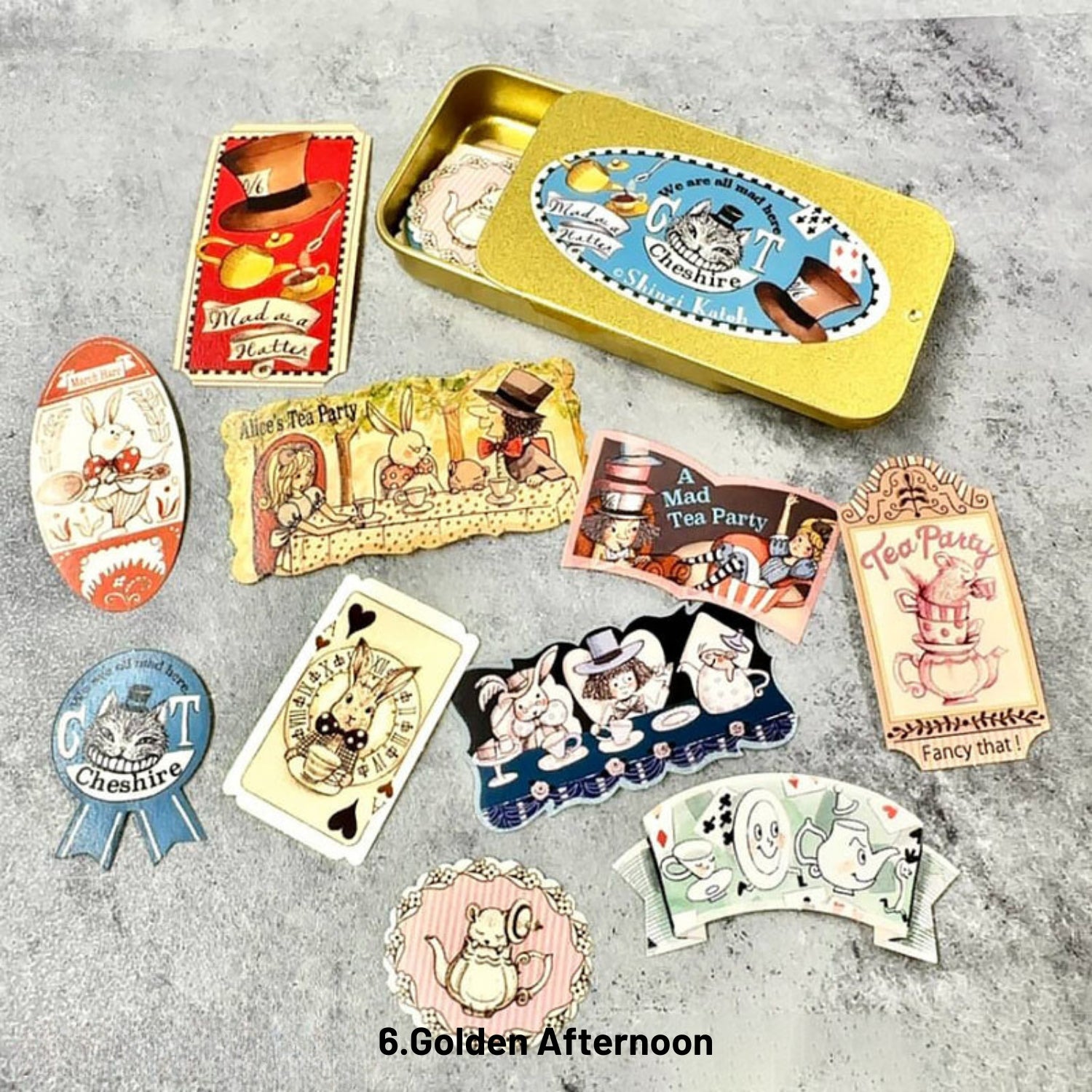 Alice in Wonderland Retro Iron Box Gold Stamping Sticker 11