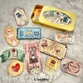 Alice in Wonderland Retro Iron Box Gold Stamping Sticker 6
