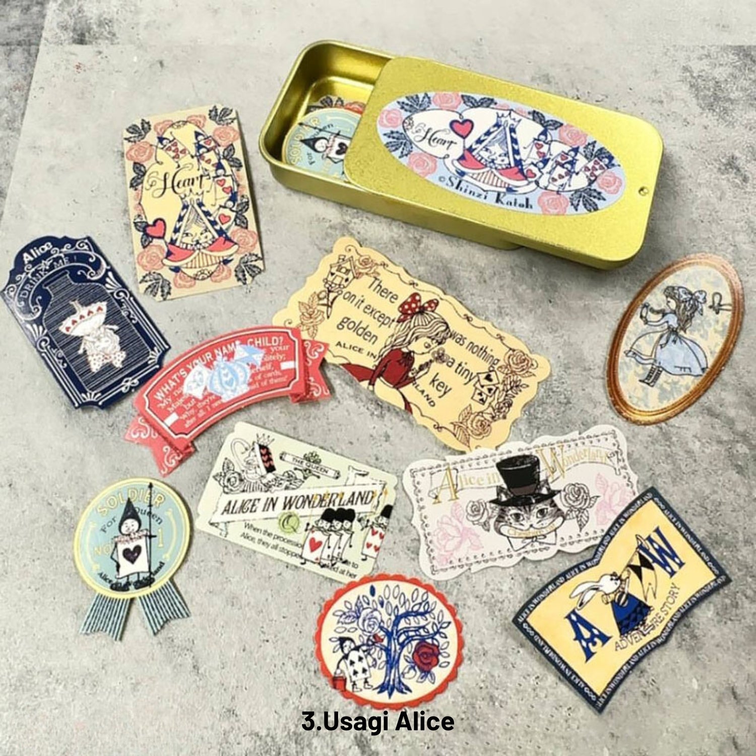 Alice in Wonderland Retro Iron Box Gold Stamping Sticker 8