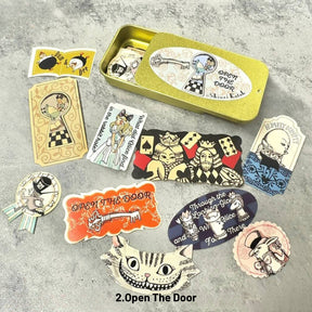 Alice in Wonderland Retro Iron Box Gold Stamping Sticker 9