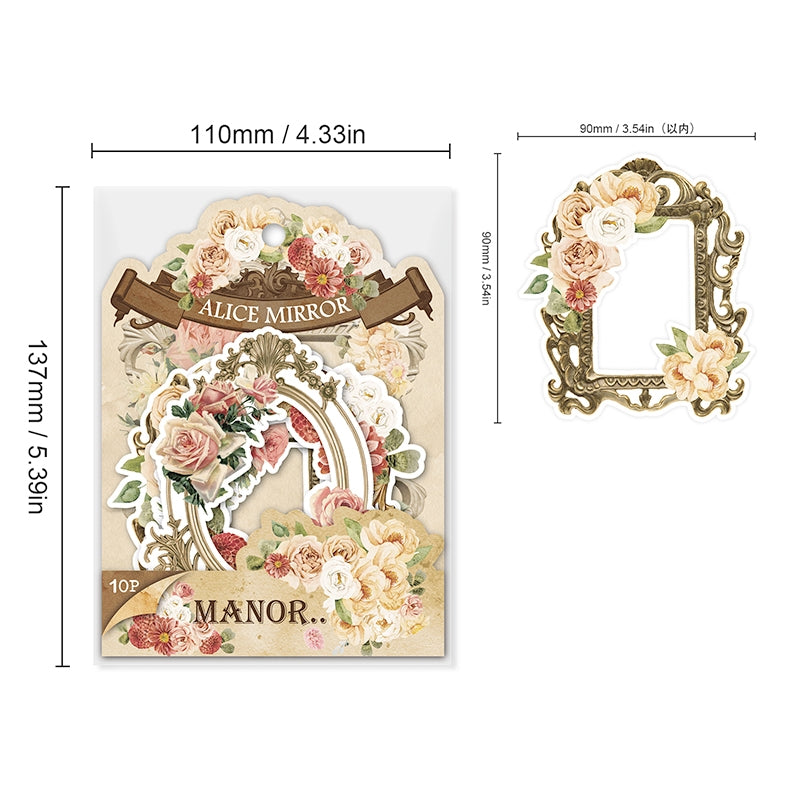 Alice's Floral Mirror Frame Collection Scrapbook Paper b7