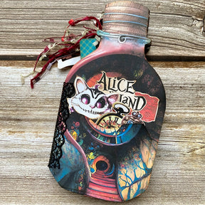 Alice's Wonderland Handmade Bottle-shaped Junk Journal Collection Folder c