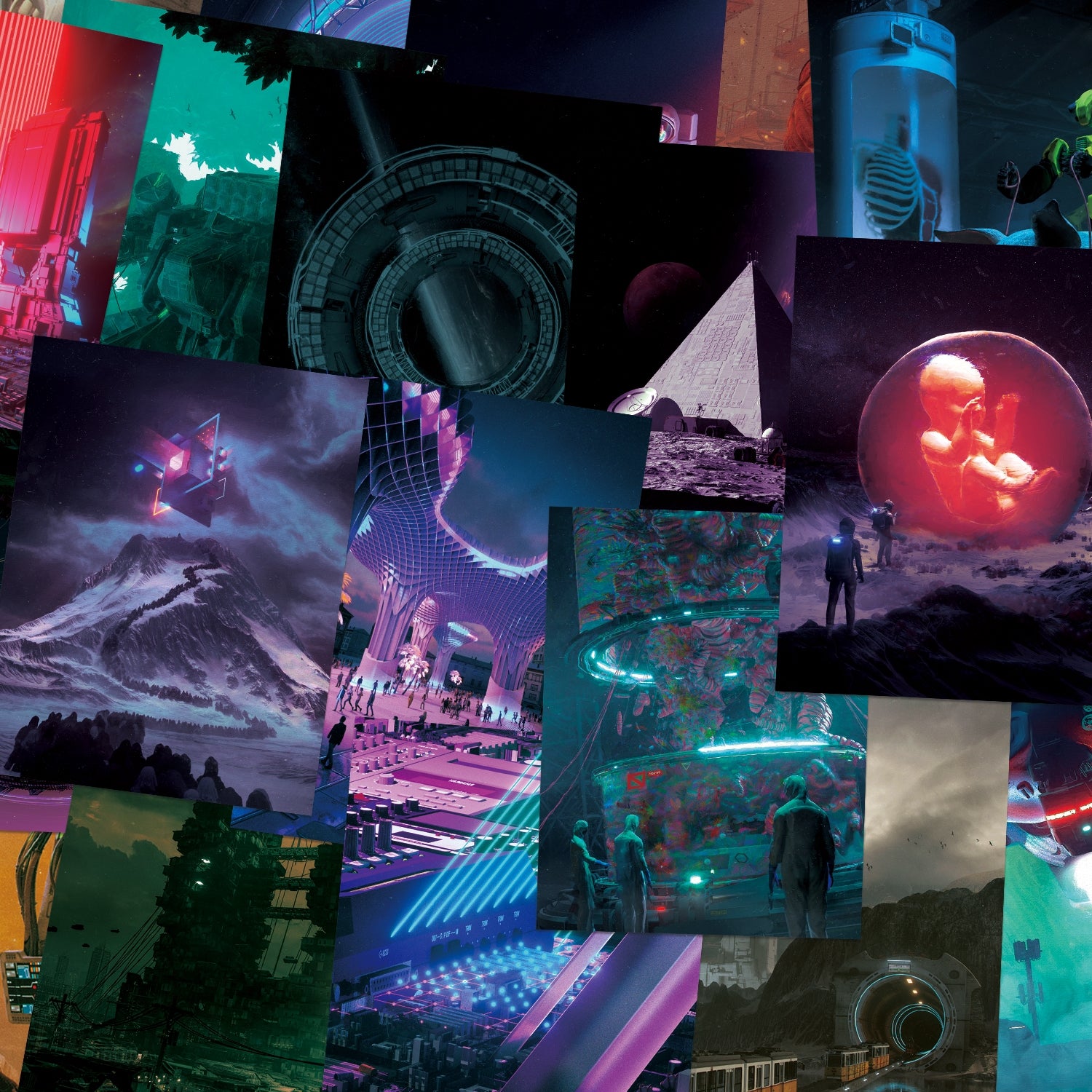 Alien Realms: Dark Sci-Fi Scrapbook Pape