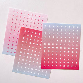Alphabet and Number Gradient Stickers b3