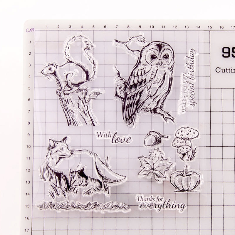 Animal Clear Silicone Stamp - Owl, Squirrel, Fox b1