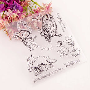 Animal Clear Silicone Stamp - Owl, Squirrel, Fox b2