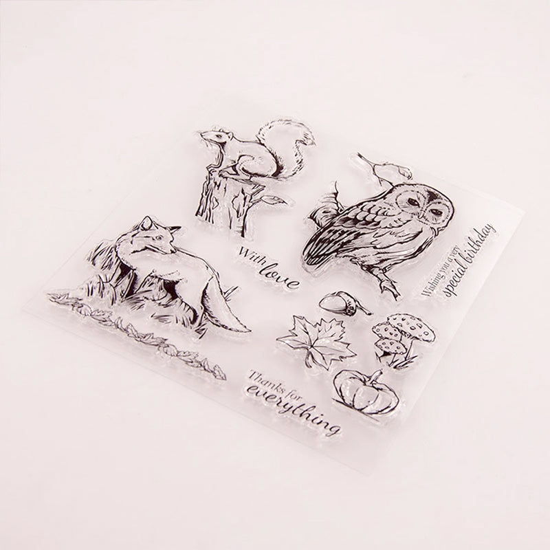 Animal Clear Silicone Stamp - Owl, Squirrel, Fox b3