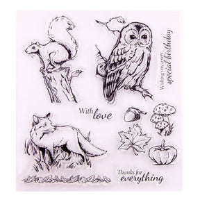 Animal Clear Silicone Stamp - Owl, Squirrel, Fox sku