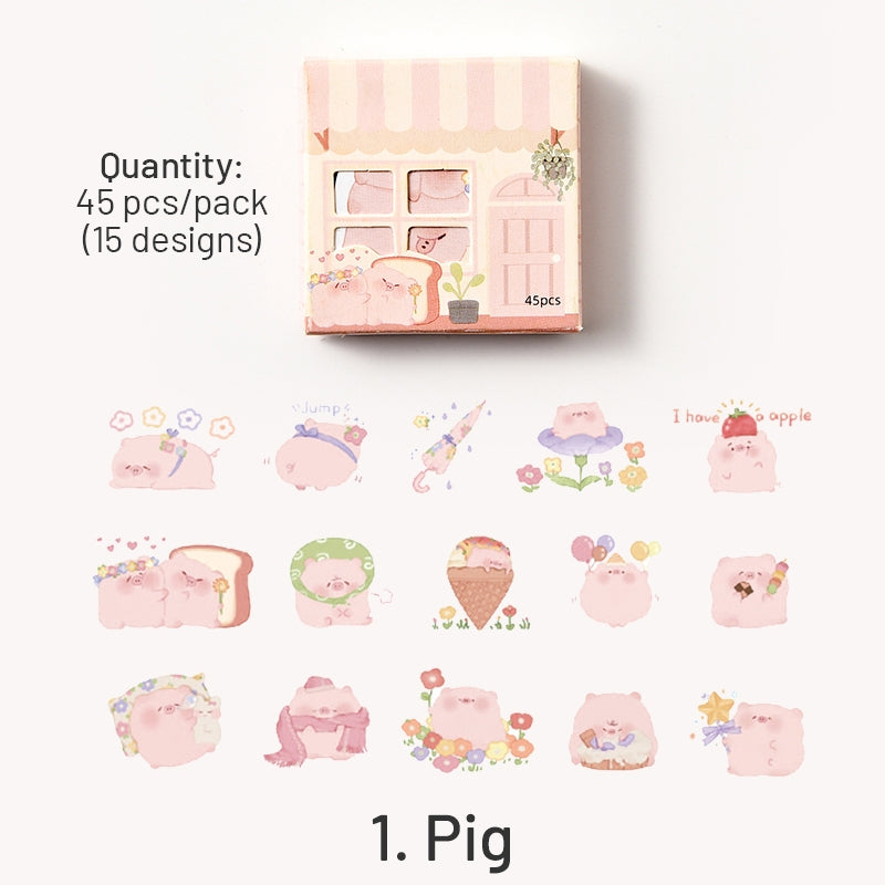 Animal Theme Stickers - Pig, Bird, Cat, Bear, Cat, Penguin sku-1