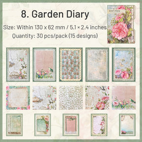 Anne's Diary Scrapbook Paper - Paintings, Letters, Sea, Flowers sku-8