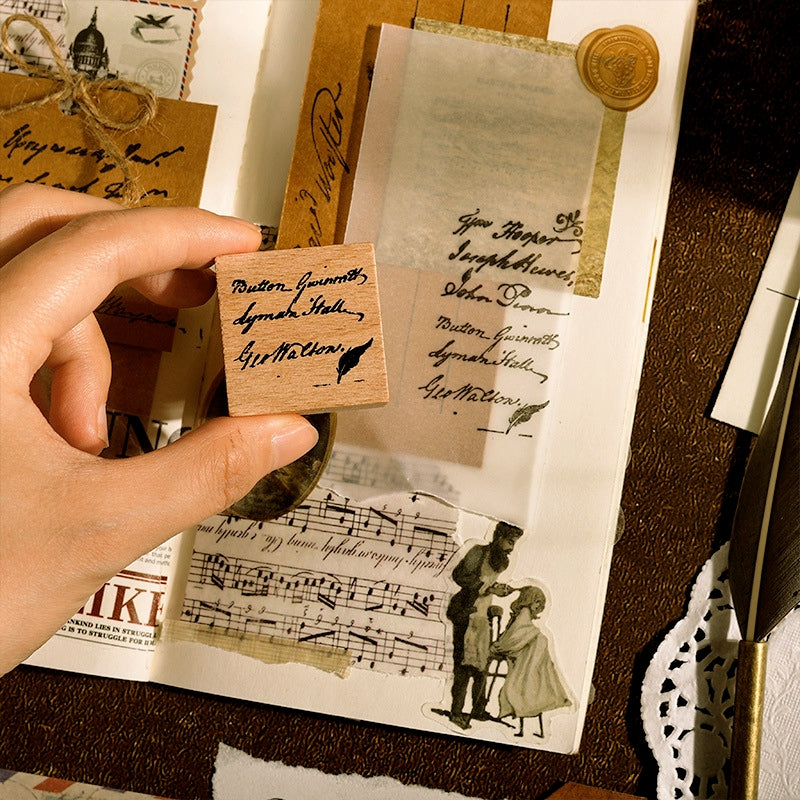 Artistic Font Series Retro English Wooden Rubber Stamp Set c