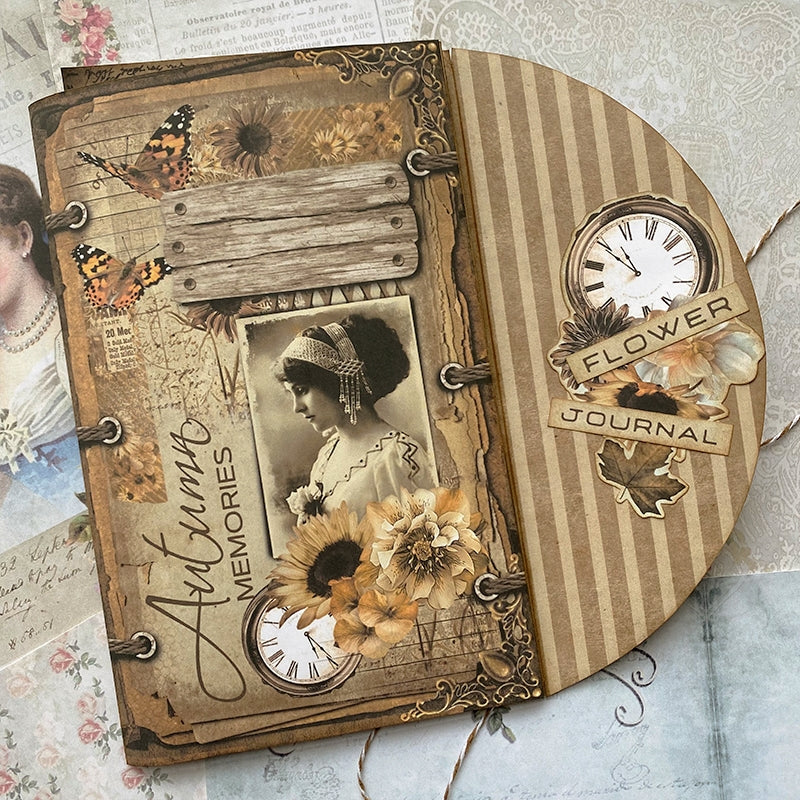 Autumn Girl Retro Handmade Junk Journal Folio Kit - Stamprints2
