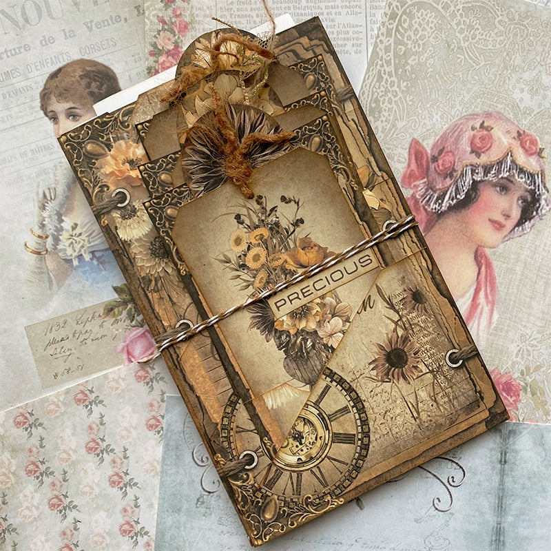 Autumn Girl Retro Handmade Junk Journal Folio Kit - Stamprints