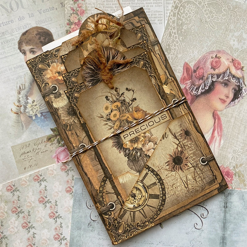 Autumn Girl Retro Handmade Junk Journal Collection Folder a2
