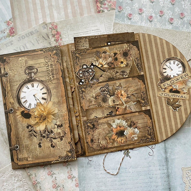 Autumn Girl Retro Handmade Junk Journal Folio Kit - Stamprints1
