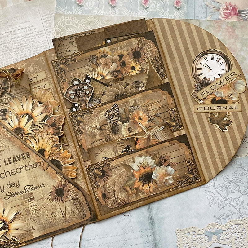 Autumn Girl Retro Handmade Junk Journal Folio Kit - Stamprints6