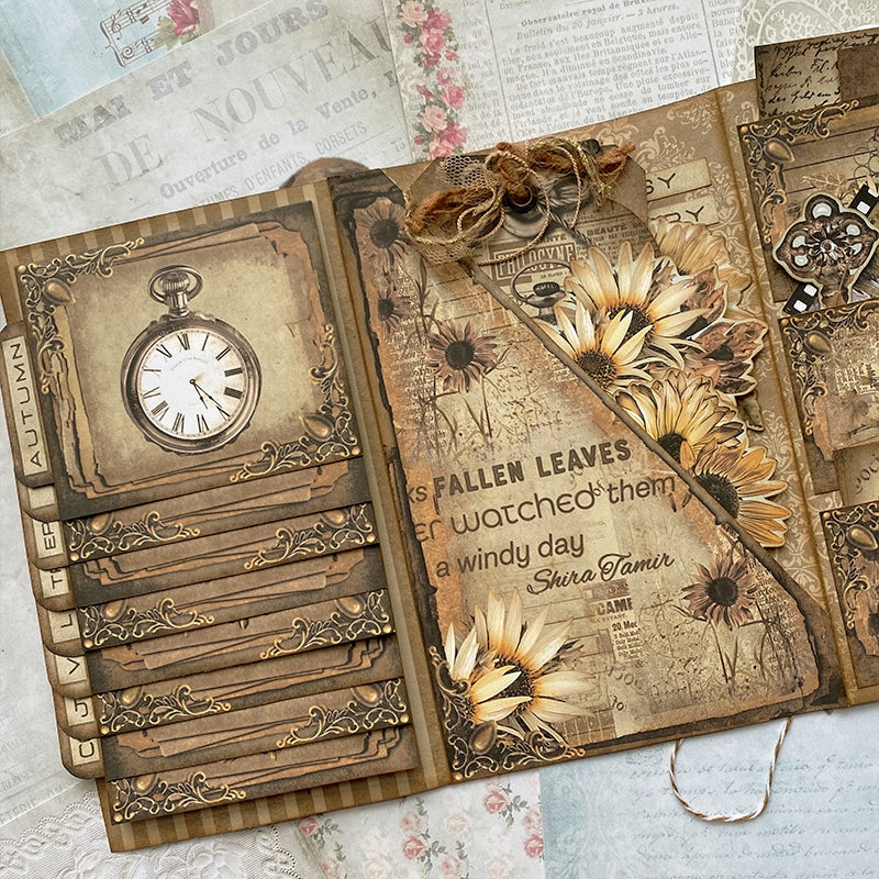 Autumn Girl Retro Handmade Junk Journal Folio Kit - Stamprints7