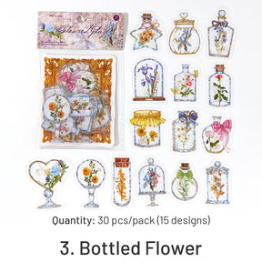 Baroque Frame Hot Stamping Sticker - Lace, Rose, Butterfly, Rosebush, Bottled, Plant sku-3
