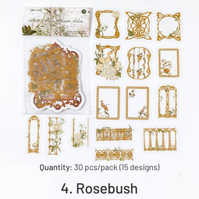 Baroque Frame Hot Stamping Sticker - Lace, Rose, Butterfly, Rosebush, Bottled, Plant sku-4