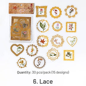 Baroque Frame Hot Stamping Sticker - Lace, Rose, Butterfly, Rosebush, Bottled, Plant sku-6
