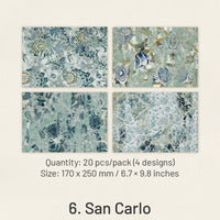 Baroque Rococo Flowers Paper Pack | 18 Sheets 25x25cm Vintage Scrapbooking Paper | Double Sided Craft Paper 160gsm
