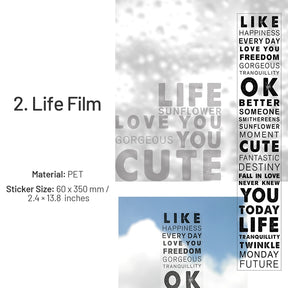 Basic Black & White Word Text Glossy PET Long Strip Sticker sku-2