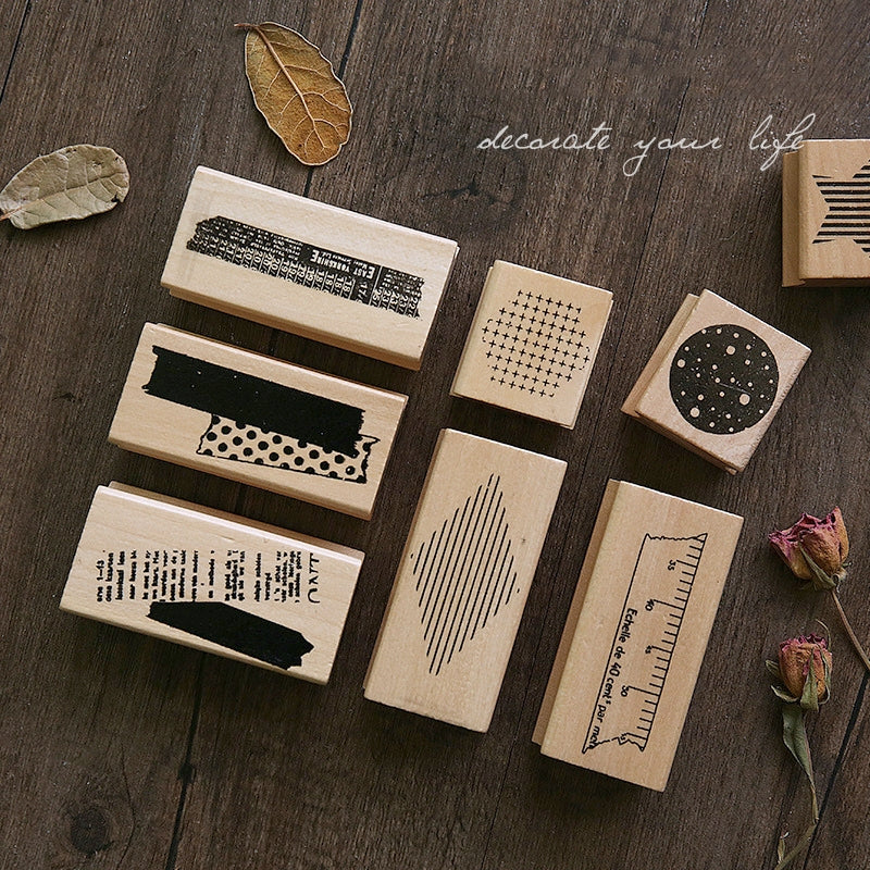 Basic Geometric Decor Wood Rubber Stamp a