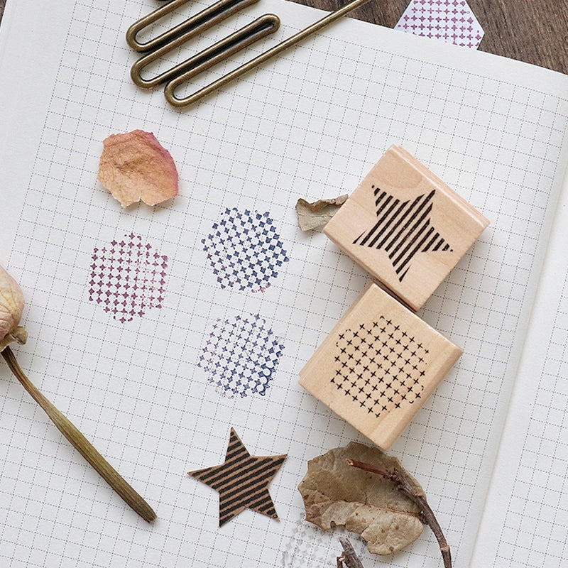 Basic Geometric Decor Wood Rubber Stamp b2