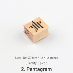 Basic Geometric Decor Wood Rubber Stamp sku-2