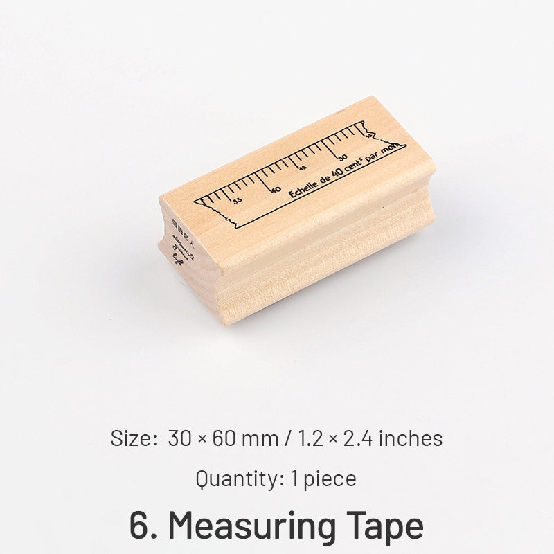 Basic Geometric Decor Wood Rubber Stamp sku-6