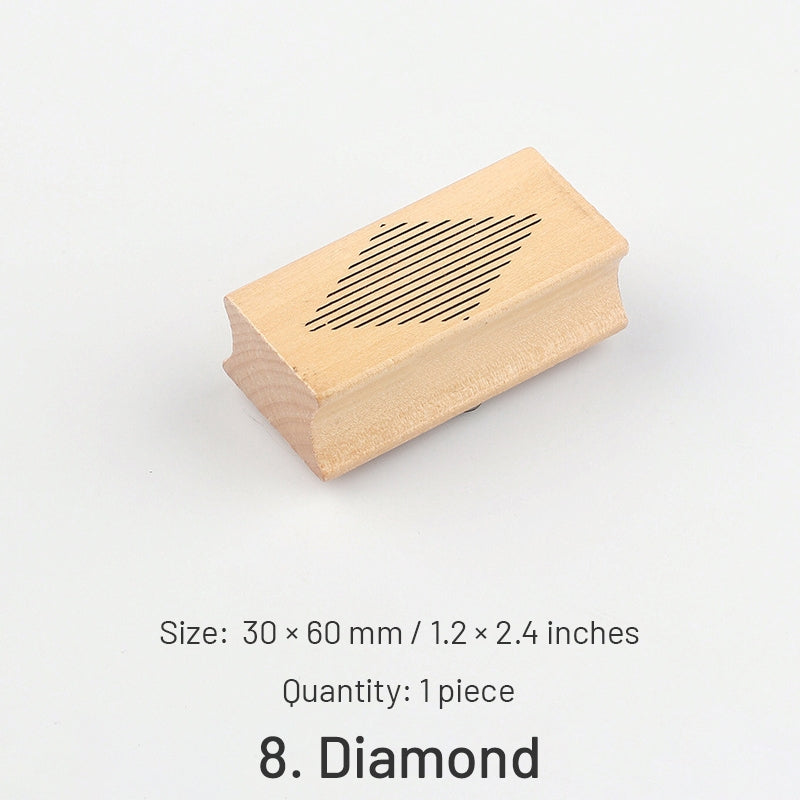 Basic Geometric Decor Wood Rubber Stamp sku-8