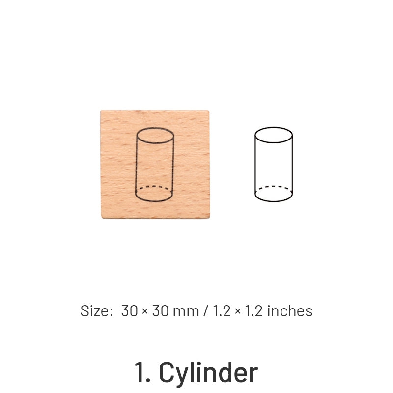 Basic Number and Shape Wooden Rubber Stamp Set sku-1