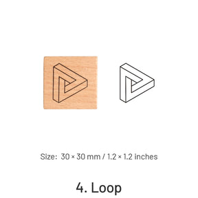 Basic Number and Shape Wooden Rubber Stamp Set sku-4